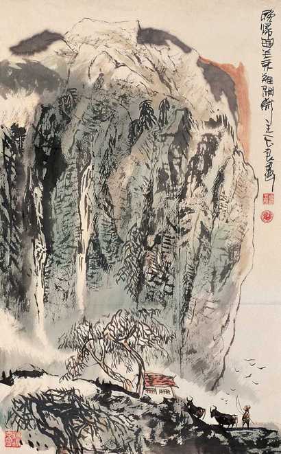 关玉良 晚归图 镜心